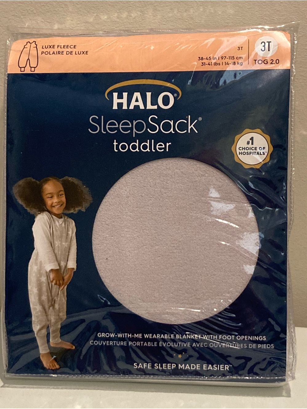 HALO SleepSack Toddler Luxe Fleece Pajamas - Light Gray
